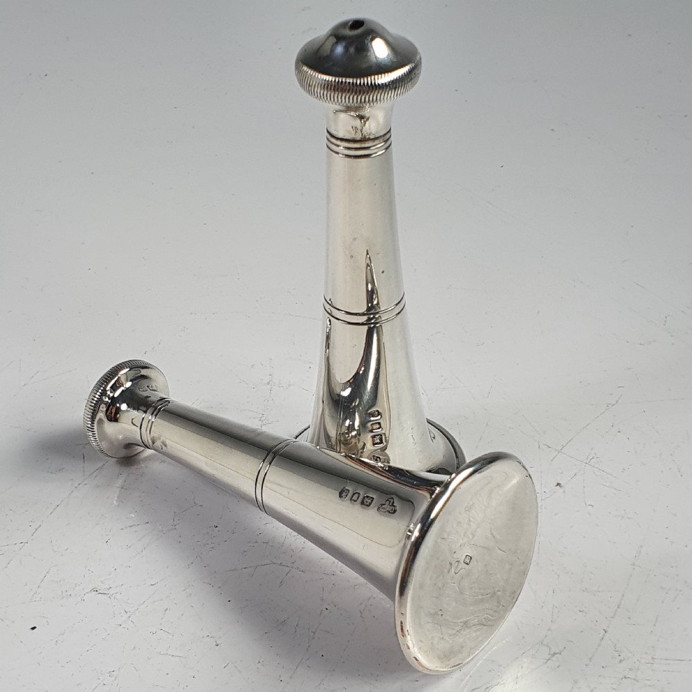 Stylish 1950s Garrard & Co Silver Conical Salt & Pepper Set View VI