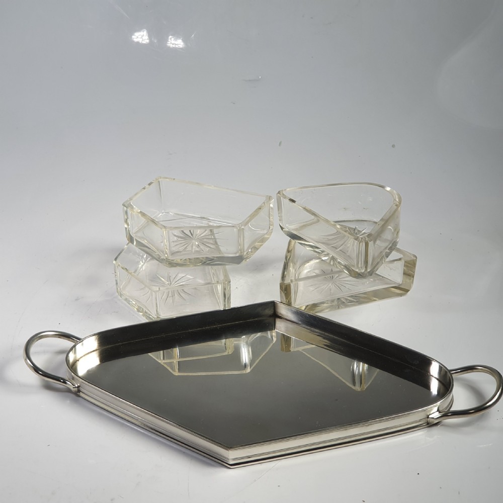 Beautiful Quality Silver Plate & Cut Glass Segmented Handled Serving Dish View III