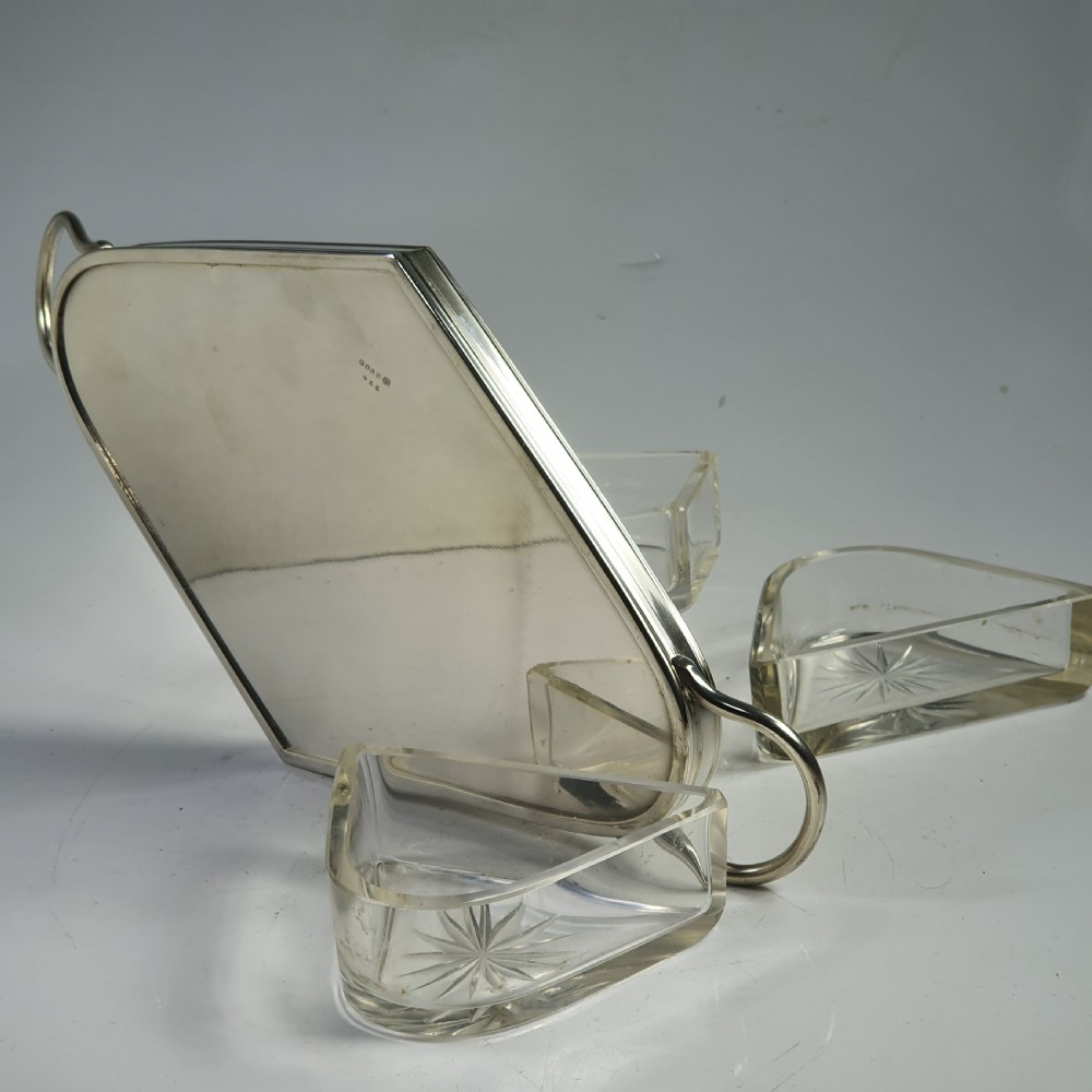 Beautiful Quality Silver Plate & Cut Glass Segmented Handled Serving Dish View V