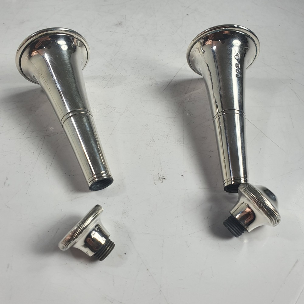 Stylish 1950s Garrard & Co Silver Conical Salt & Pepper Set View XII