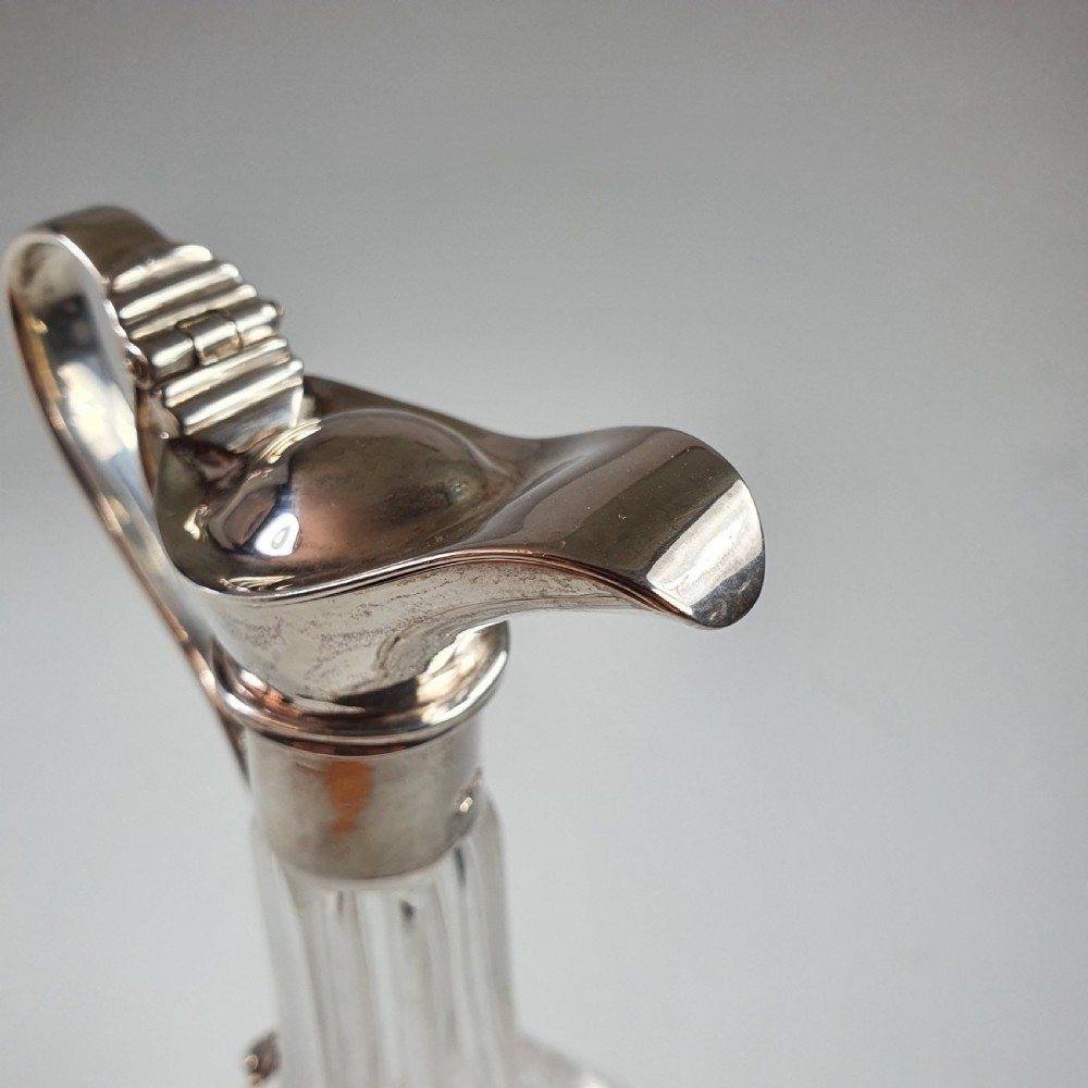 Exquisite Victorian Silver Top Cut Glass Oil Decanter c1846 View II