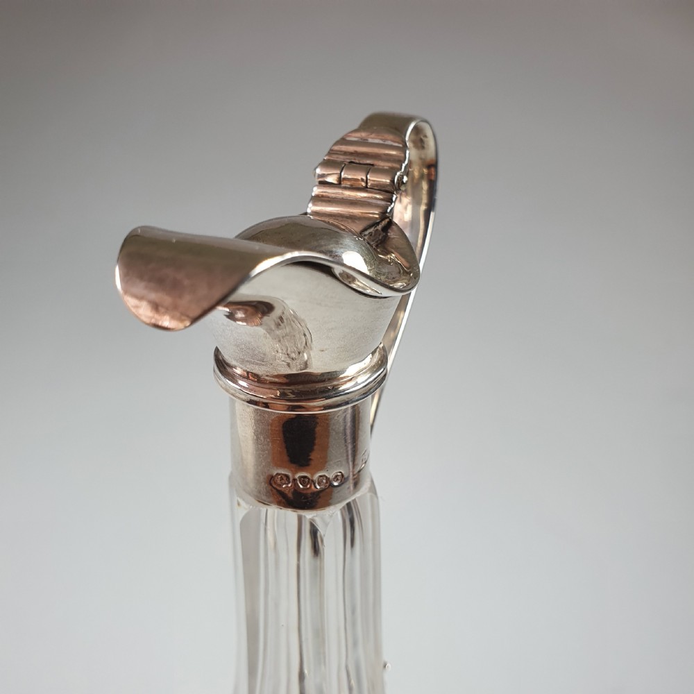 Exquisite Victorian Silver Top Cut Glass Oil Decanter c1846 View III