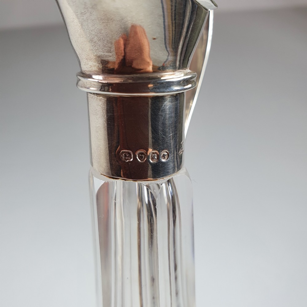 Exquisite Victorian Silver Top Cut Glass Oil Decanter c1846 View IV