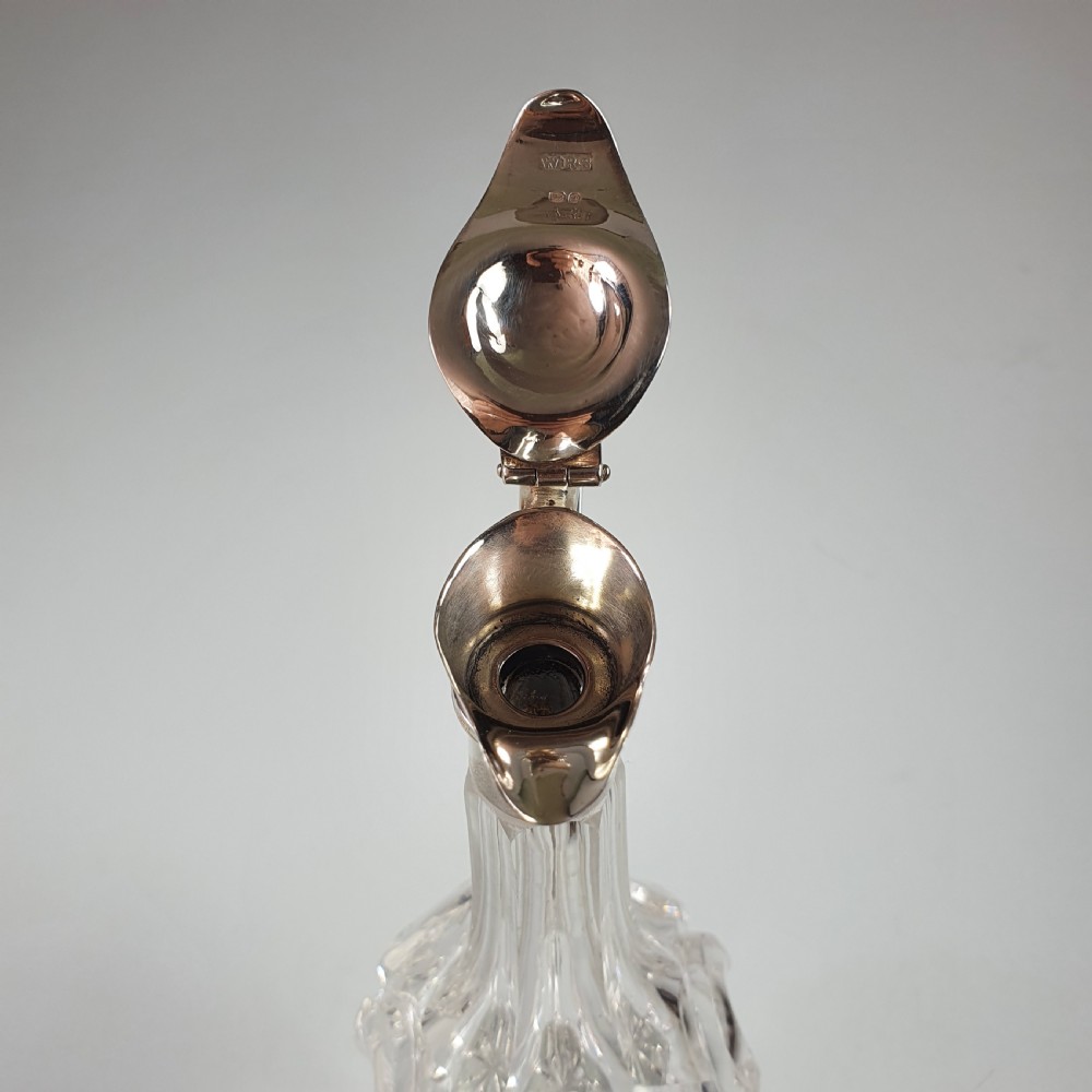 Exquisite Victorian Silver Top Cut Glass Oil Decanter c1846 View V