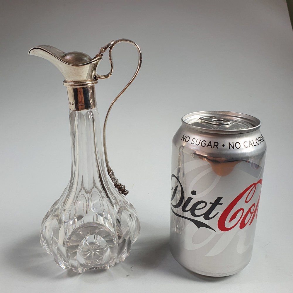 Exquisite Victorian Silver Top Cut Glass Oil Decanter c1846 View VIII