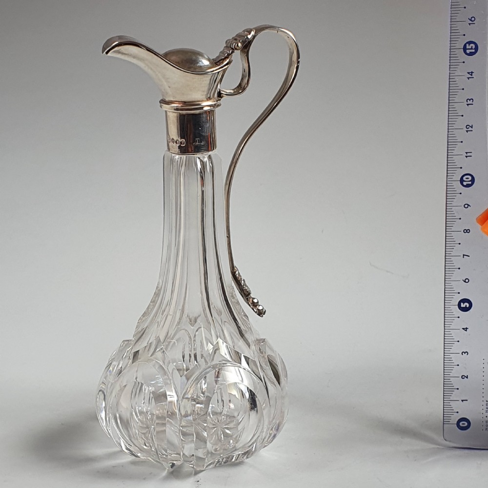 Exquisite Victorian Silver Top Cut Glass Oil Decanter c1846 View IX