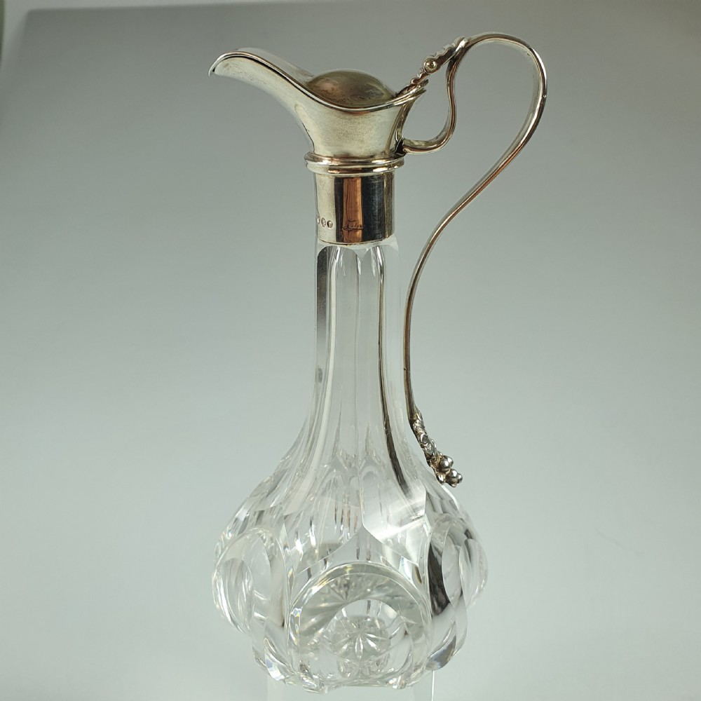 Exquisite Victorian Silver Top Cut Glass Oil Decanter c1846 View X