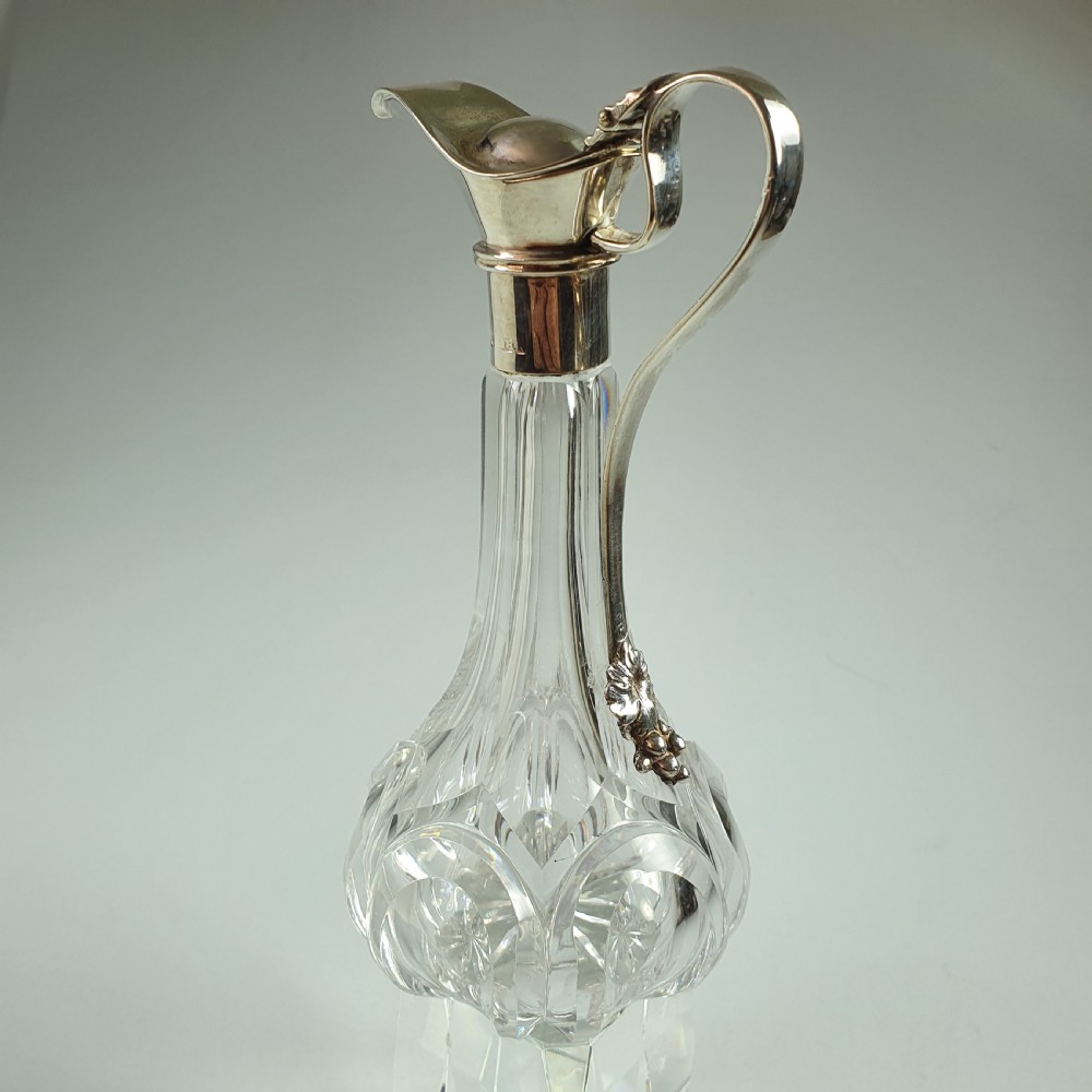 Exquisite Victorian Silver Top Cut Glass Oil Decanter c1846