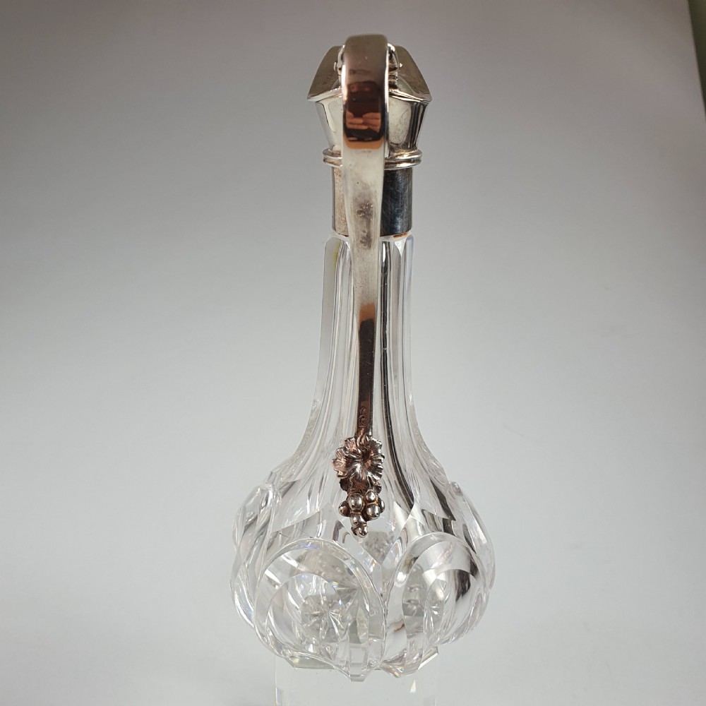 Exquisite Victorian Silver Top Cut Glass Oil Decanter c1846 View XIII