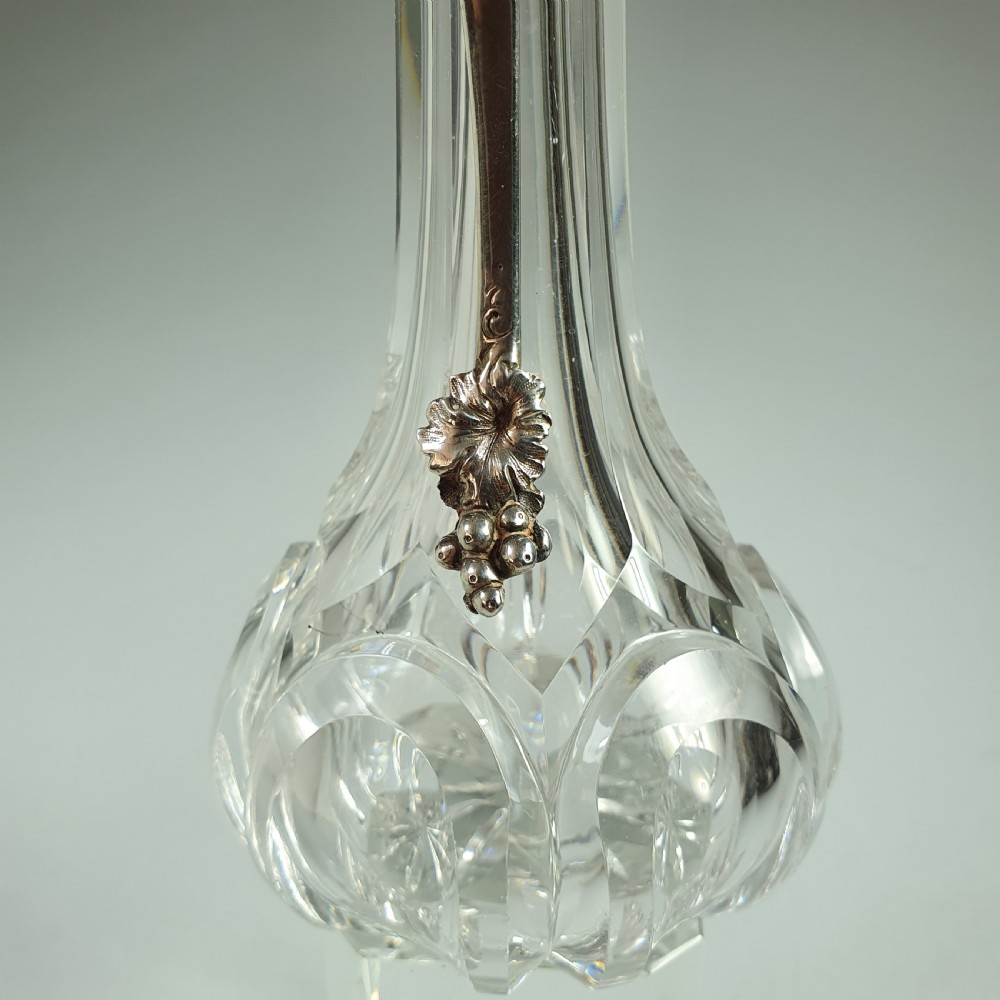 Exquisite Victorian Silver Top Cut Glass Oil Decanter c1846 View XIV