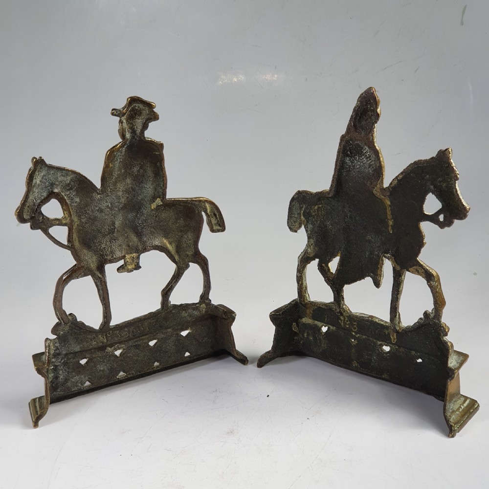 Rare Pair of Antique English Royal Edwardian Brass Chimney Ornaments ~ “King Edward VII & Queen Alexandra” View VII