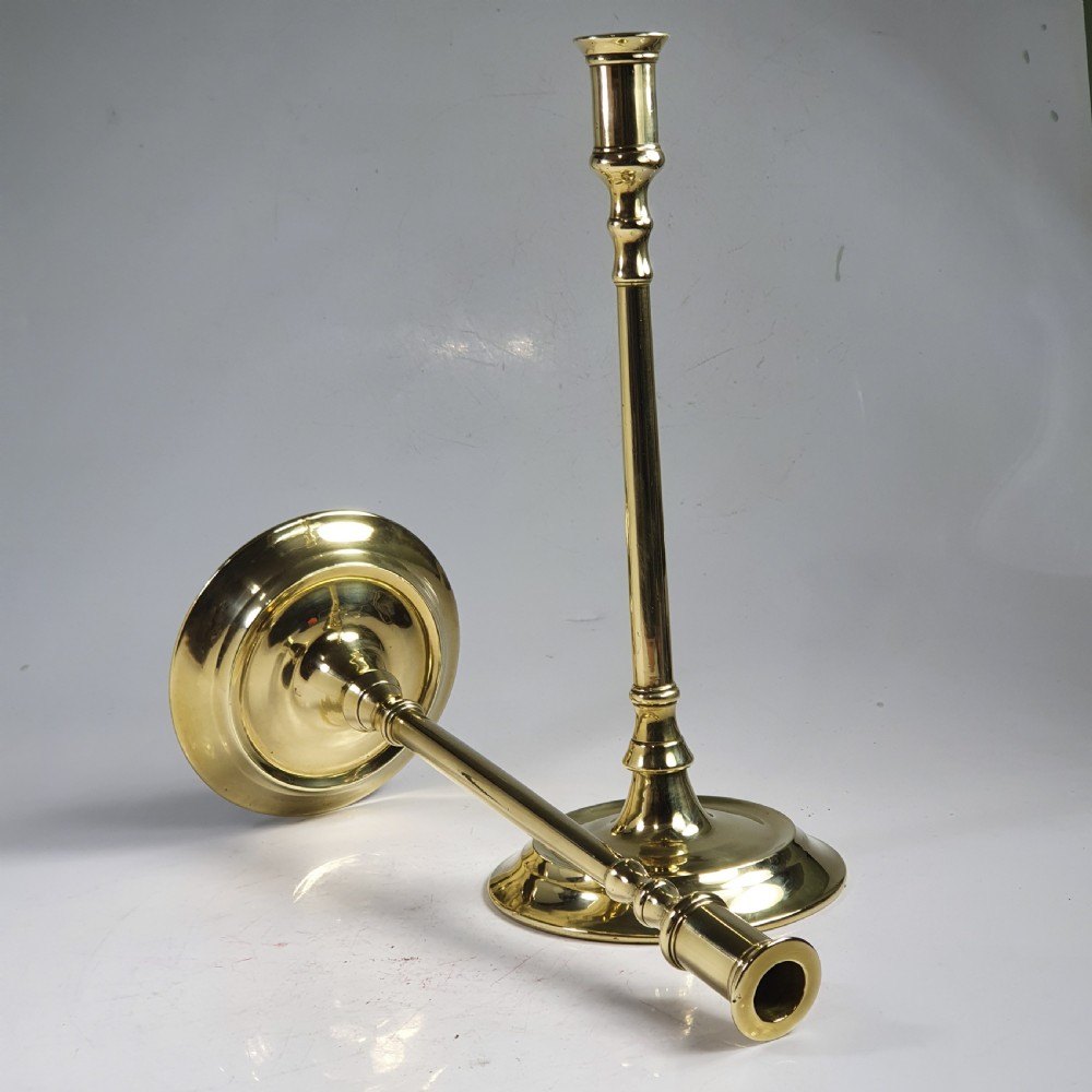 Pair of Tall Elegant Antique English Georgian Brass Candlesticks View III