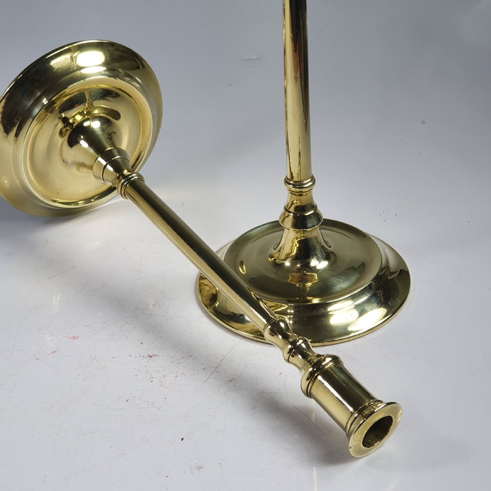 Pair of Tall Elegant Antique English Georgian Brass Candlesticks View IV