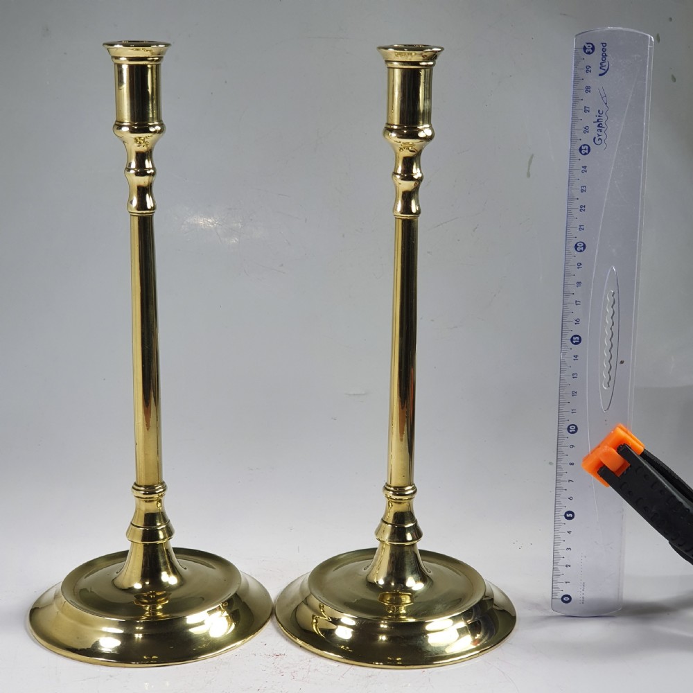 Pair of Tall Elegant Antique English Georgian Brass Candlesticks View VII