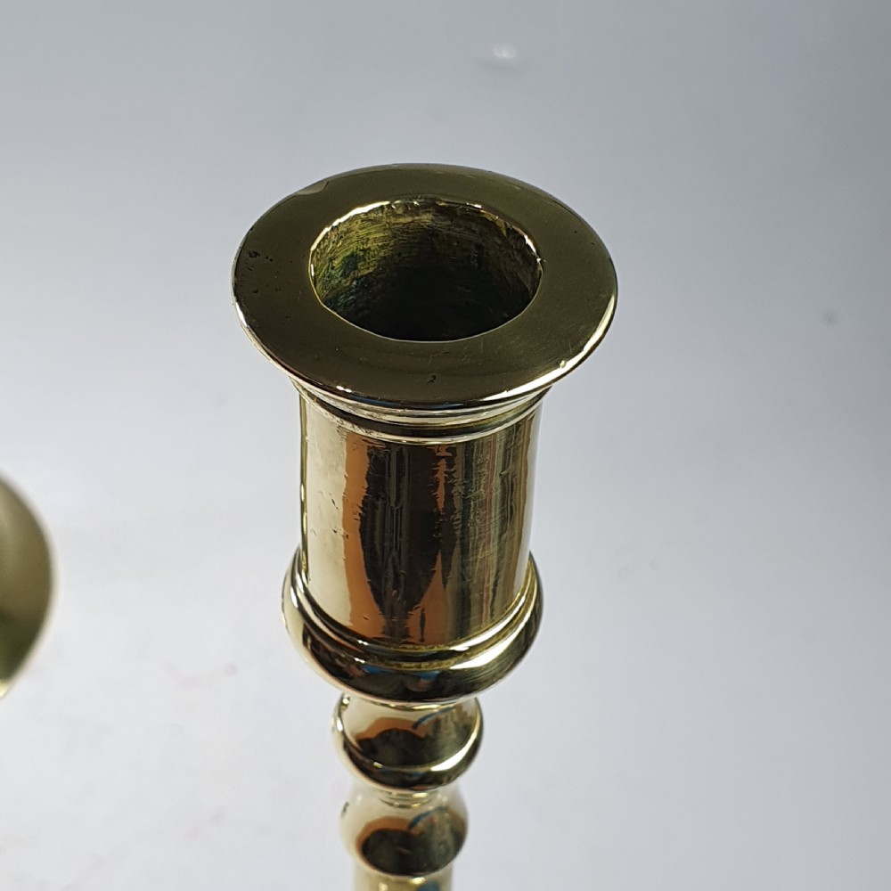 Pair of Tall Elegant Antique English Georgian Brass Candlesticks View X