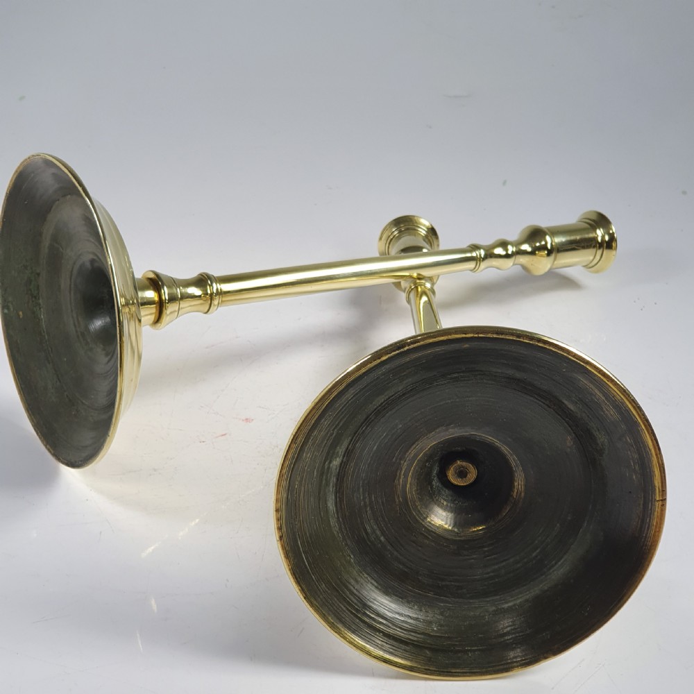 Pair of Tall Elegant Antique English Georgian Brass Candlesticks View XI