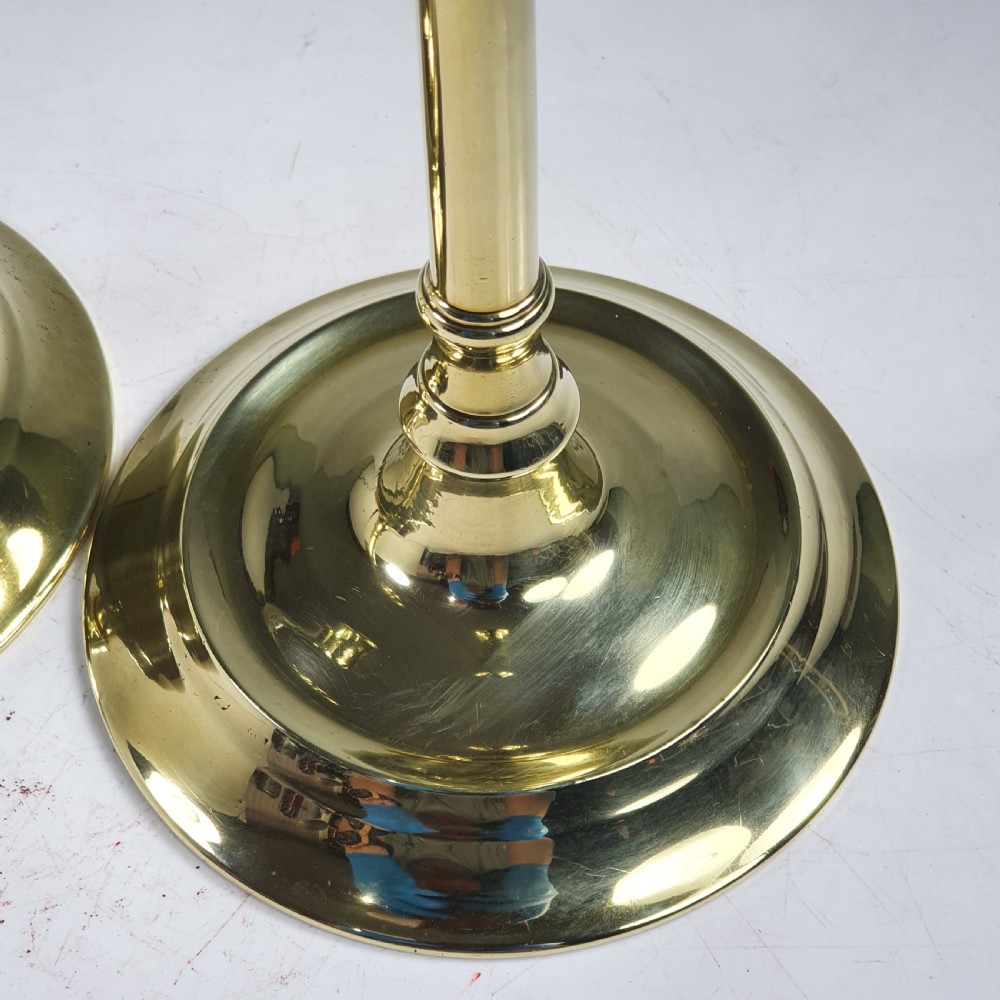 Pair of Tall Elegant Antique English Georgian Brass Candlesticks View XIII