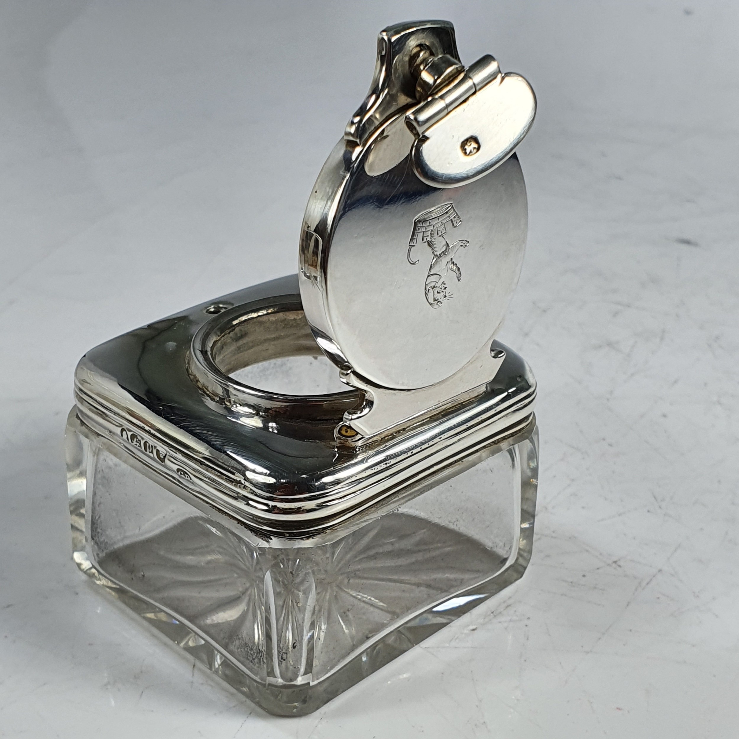 Fine Regency Silver Mounted Travelling Inkwell George Burrows Lon 1830