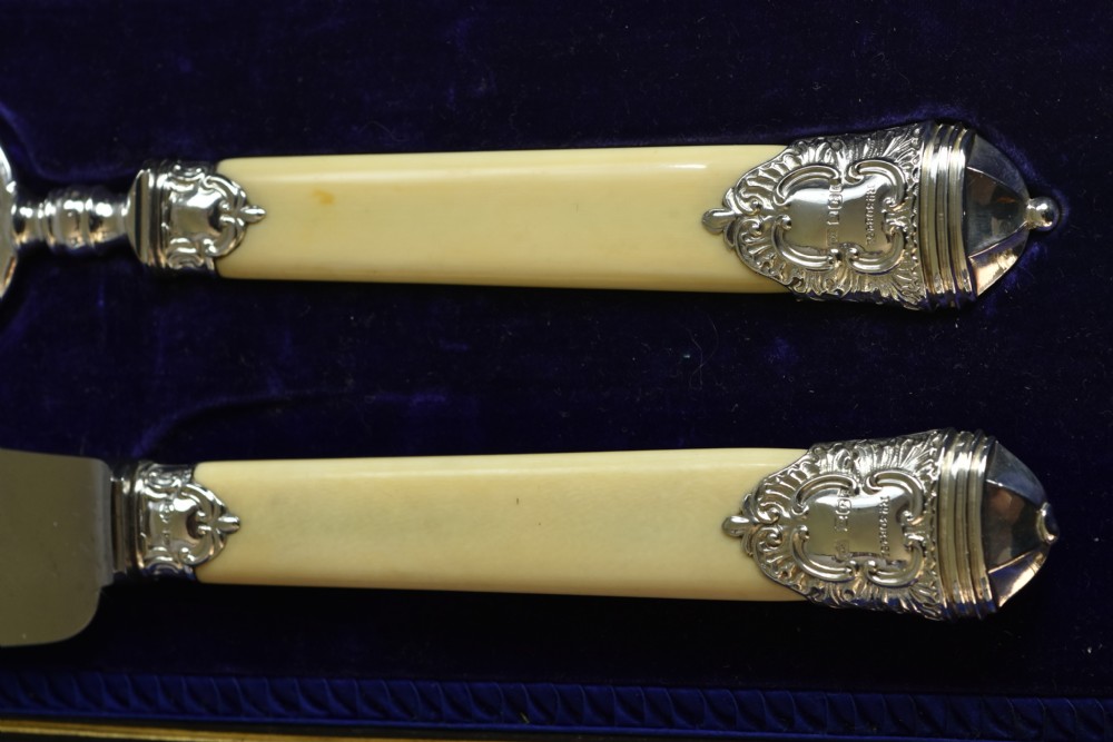Large Victorian Ivory Handled & Silver Mounted Carving Set c1899 View X