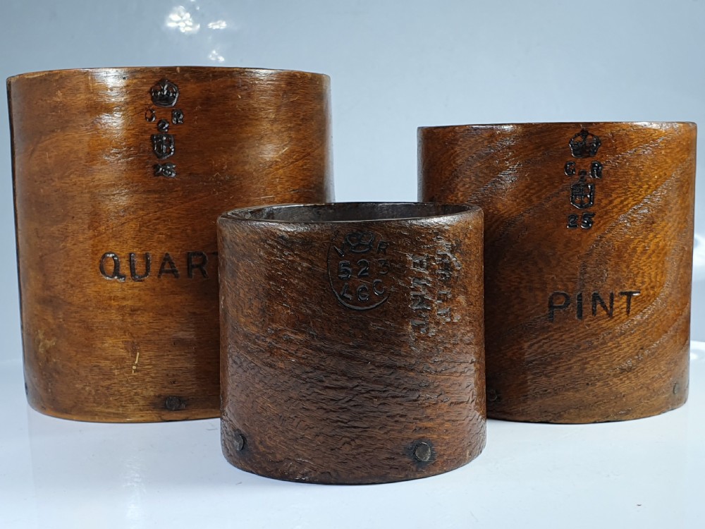 Magnificent Trio of Antique Georgian & Victorian Treen Grain Measures