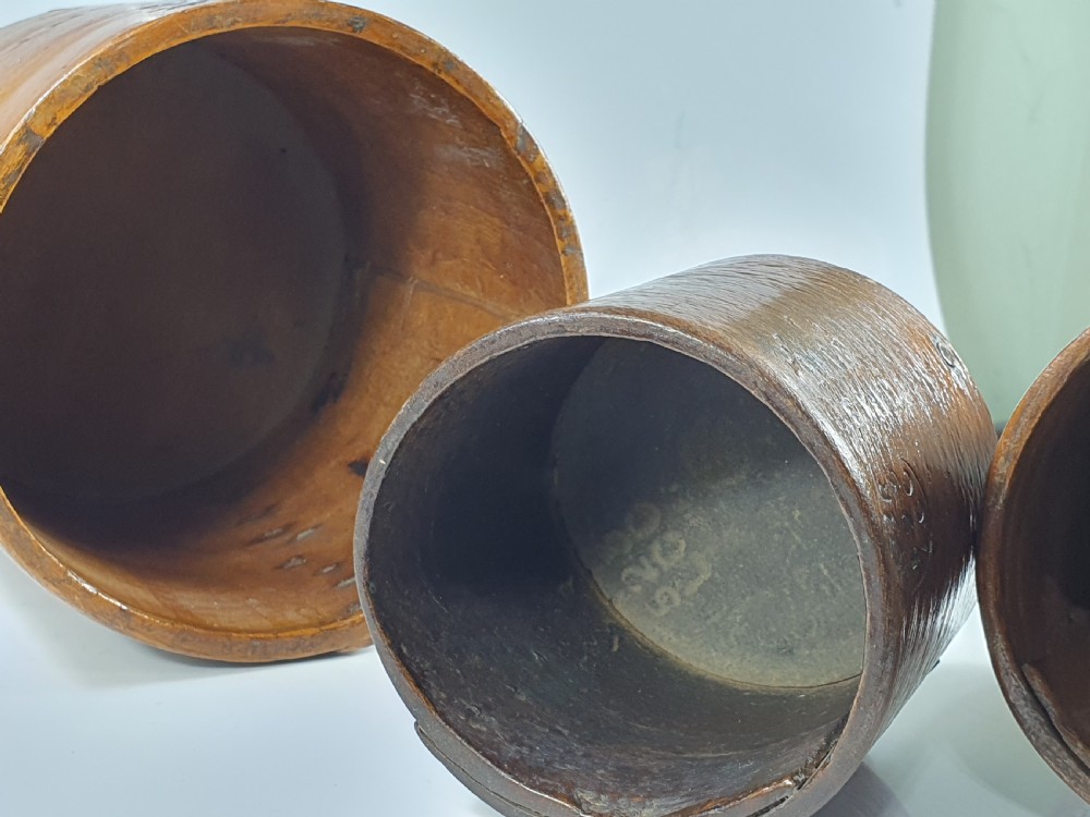 Magnificent Trio of Antique Georgian & Victorian Treen Grain Measures View XII