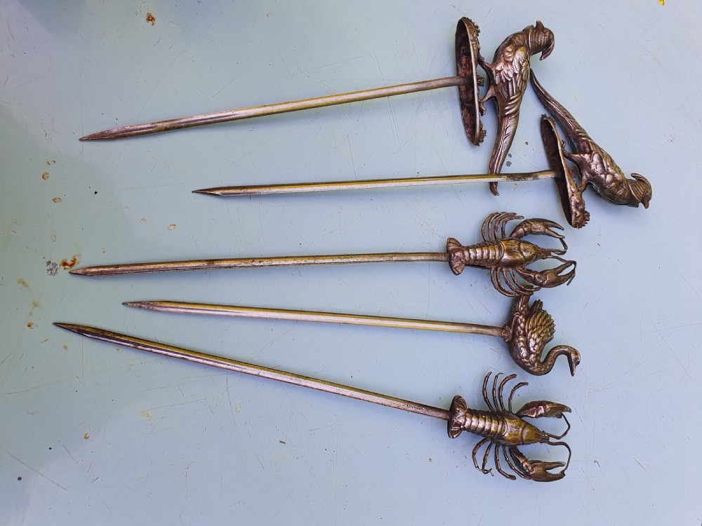 Rare Antique Set of 5 x French SP Skewers View IV