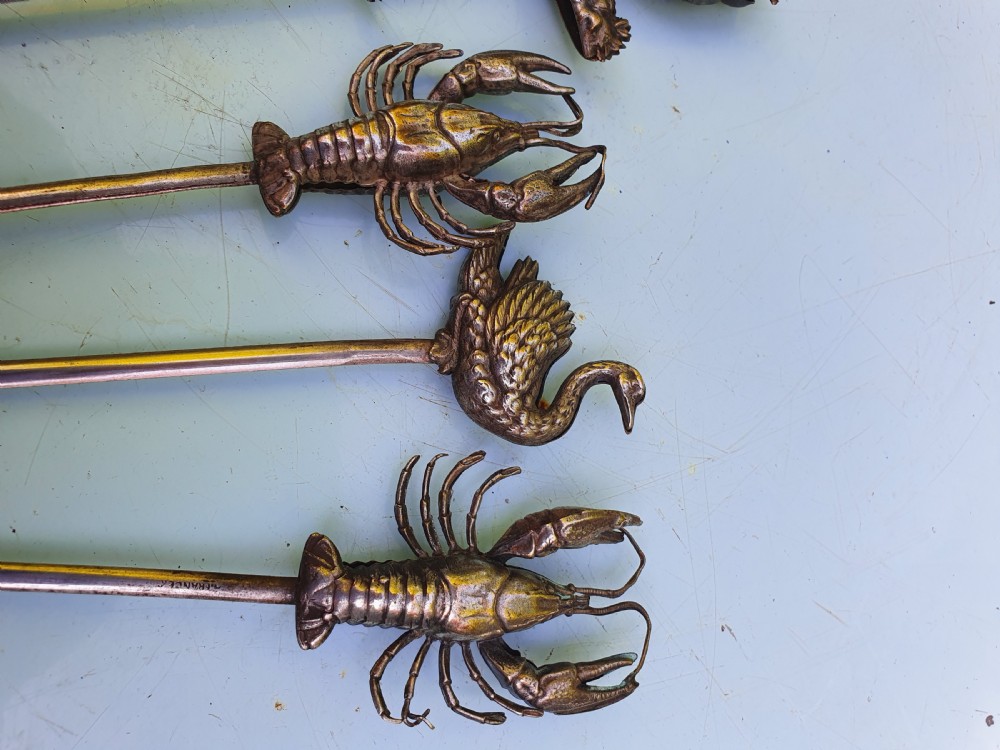 Rare Antique Set of 5 x French SP Skewers View VI