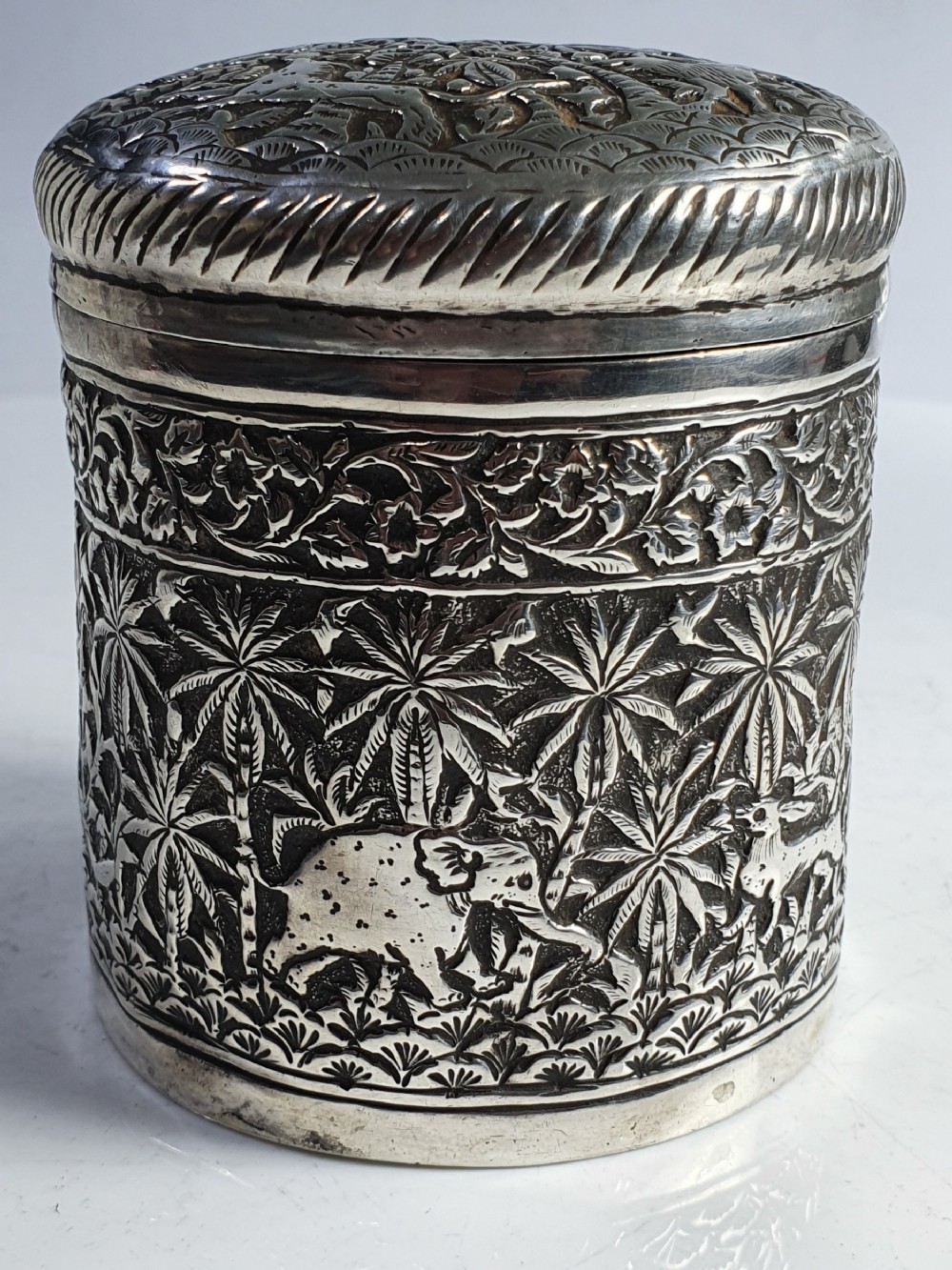 Indian Kutch silver Spice Box and cover c1900