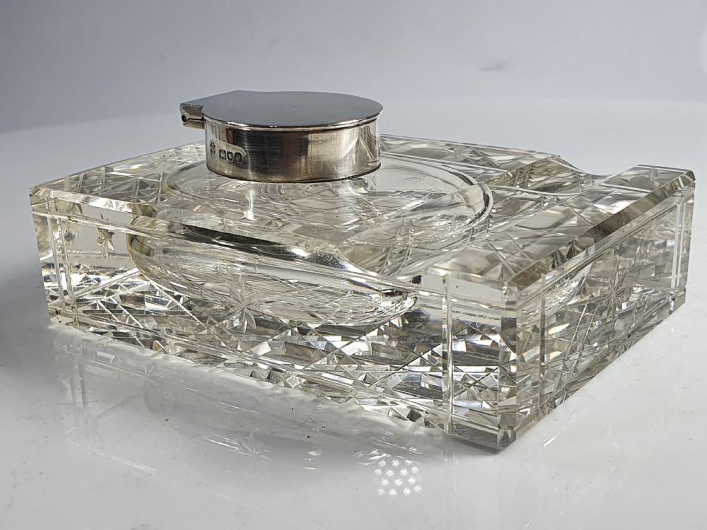 William Hutton & Son Silver & Cut Glass Ink Standish 1905