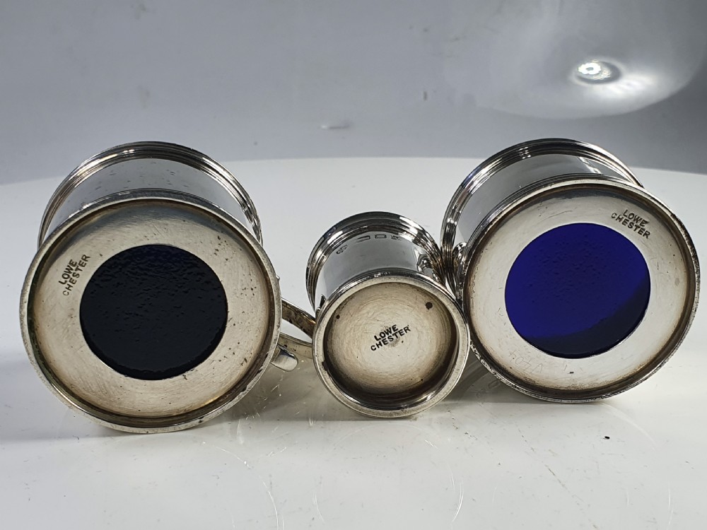 Edward Barnard & Sons Heavy Three Piece Silver Cruet Set Lon 1962 View VI