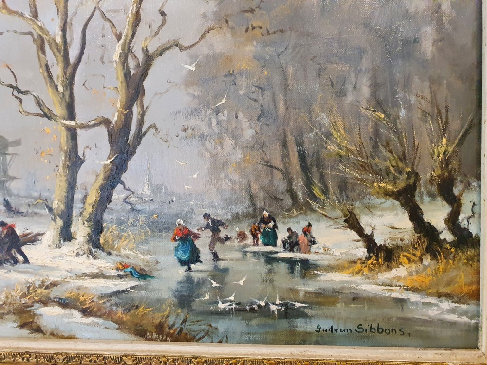 Signed Gudrun Sibbons  Old Master Style Landscape Oil Painting On Canvas c1950  65cm x 55cm View IV