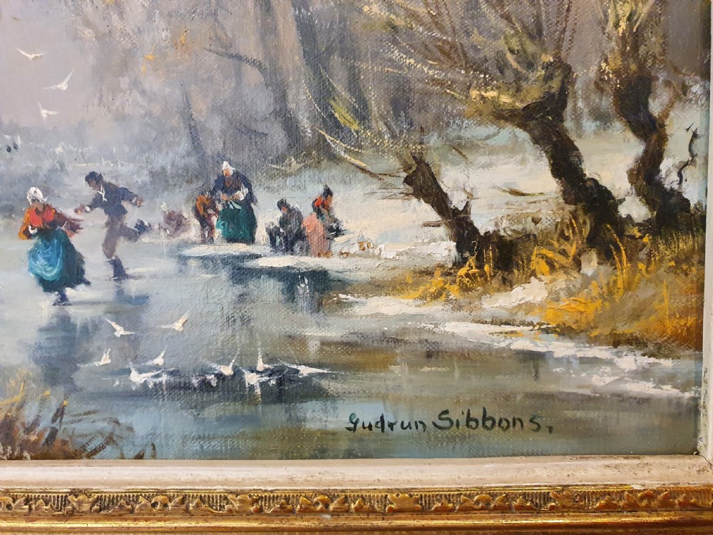 Signed Gudrun Sibbons  Old Master Style Landscape Oil Painting On Canvas c1950  65cm x 55cm View VIII