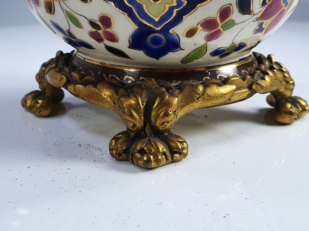 Stunning 19thc Zsolnay Bronze Mounted Vase View V