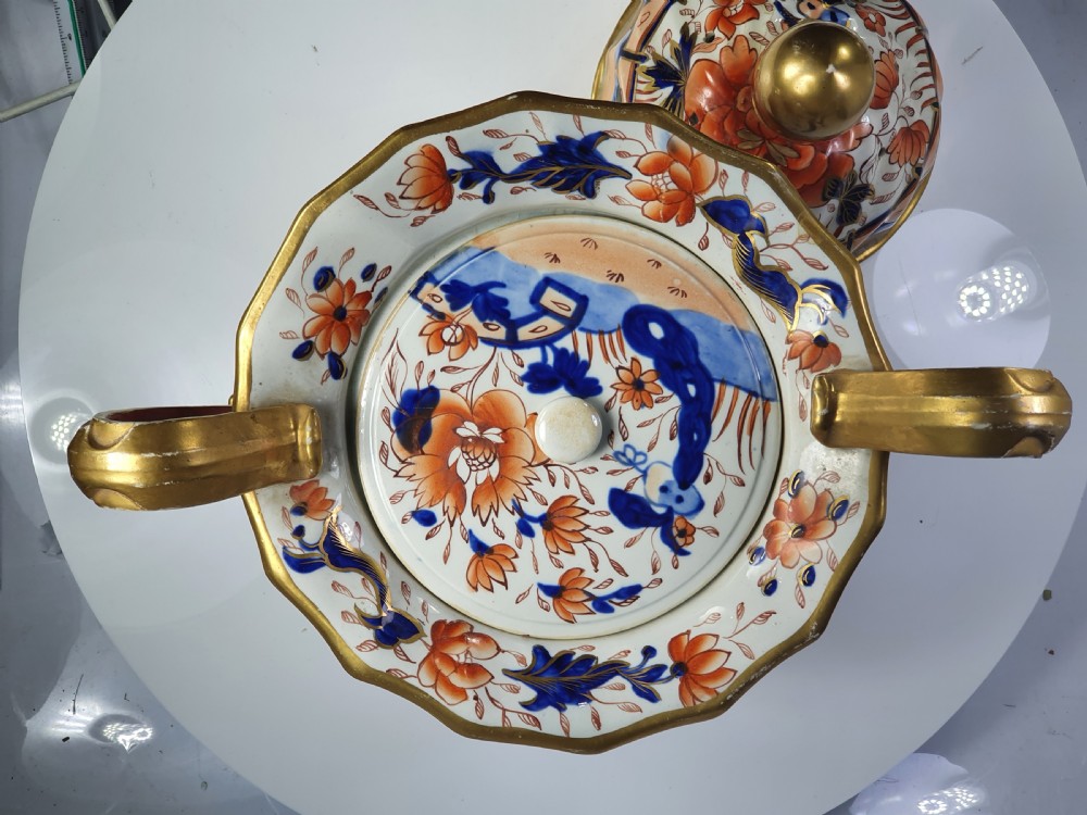 Monumental Imari Ironstone Tureen, inner Lid & Cover c1820 - 32cm Wide View IX