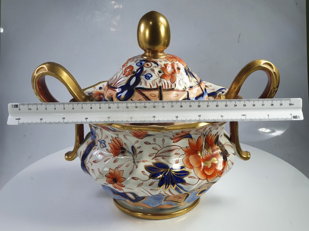 Monumental Imari Ironstone Tureen, inner Lid & Cover c1820 - 32cm Wide View XII