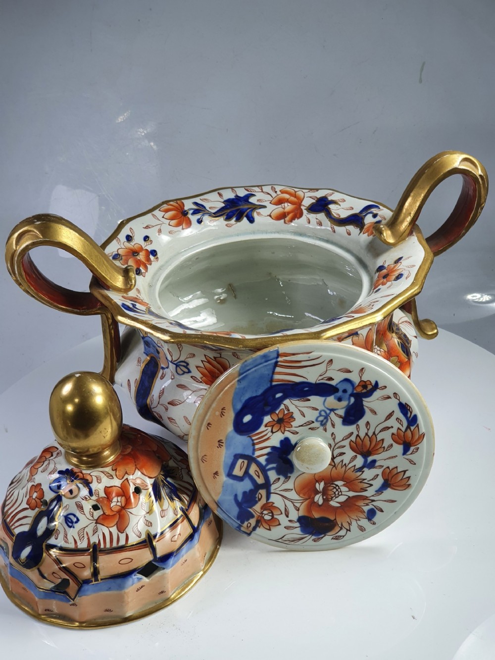 Monumental Imari Ironstone Tureen, inner Lid & Cover c1820 - 32cm Wide
