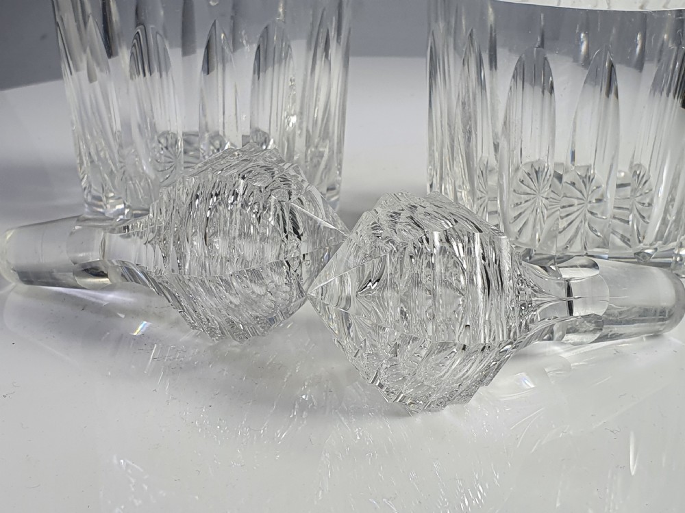 Stunning Large Georgian Pair of Heavy Elegant Cut Glass Decanters 37cm Tall View II