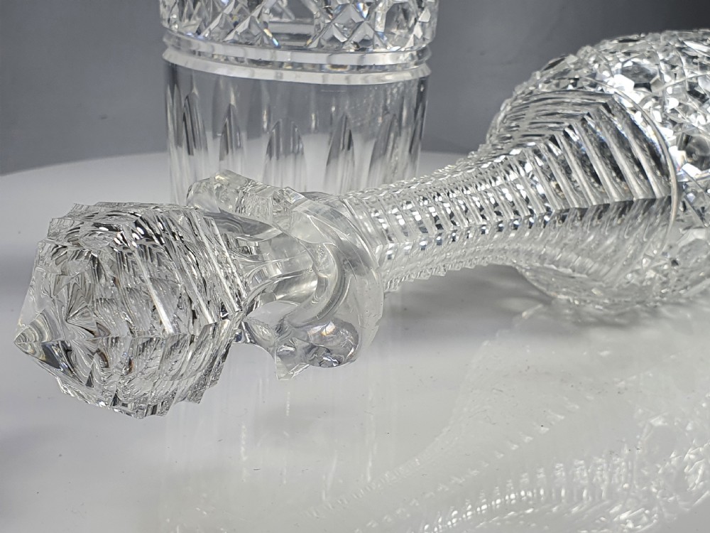 Stunning Large Georgian Pair of Heavy Elegant Cut Glass Decanters 37cm Tall View X