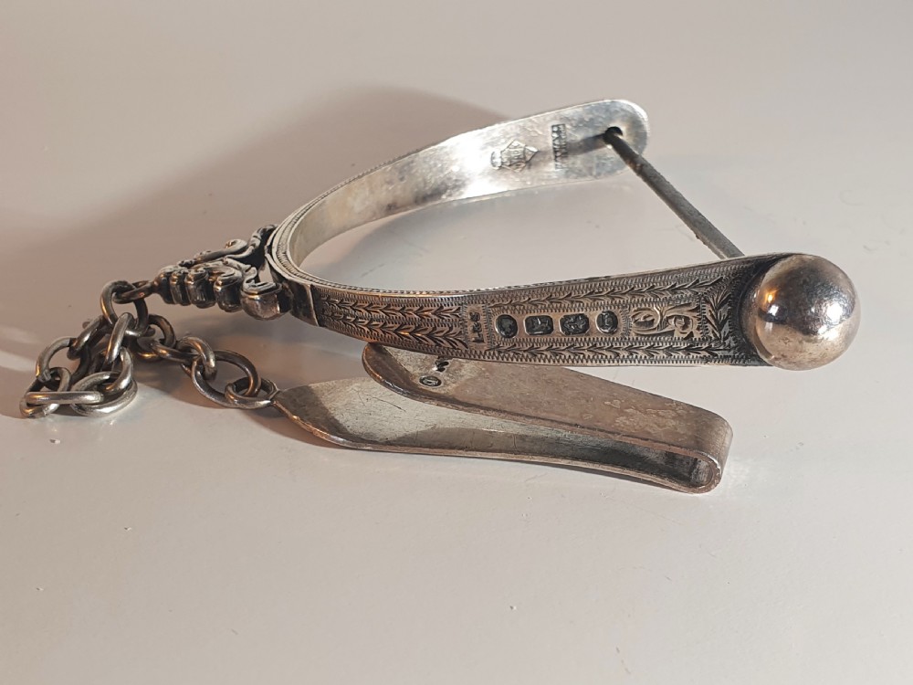 Rare & Unusual Levi & Salaman Victorian Silver String Holder 1876 View VIII