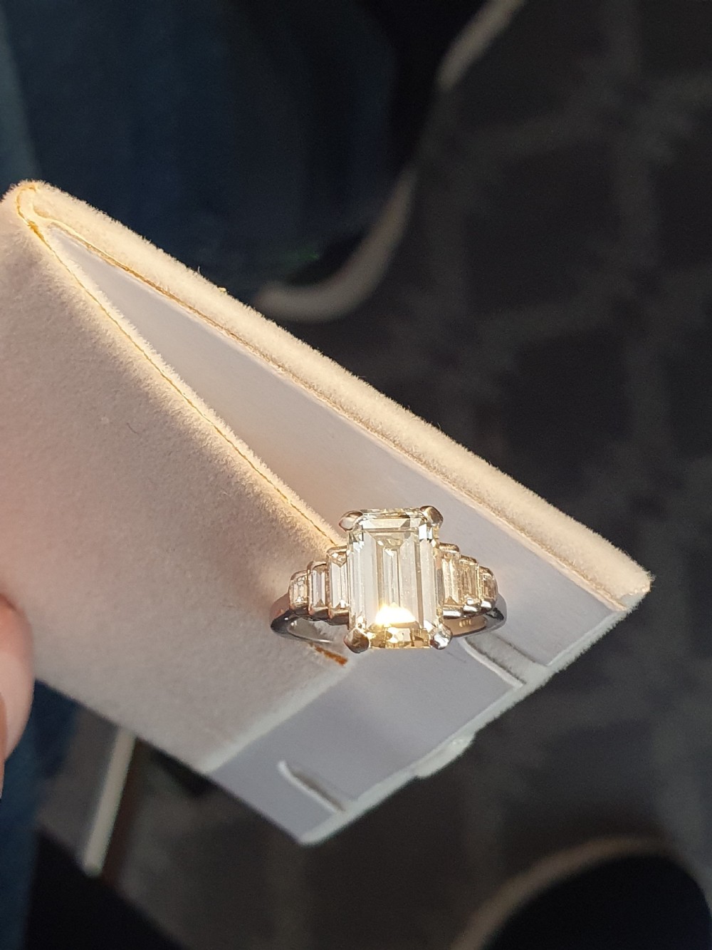 Vintage Deco Design 2.81 Carat Emerald Cut Diamond & Platinum Ring View XII