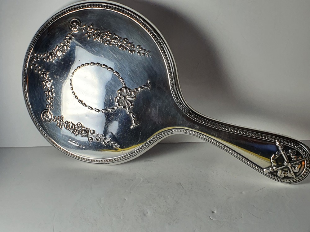 Exceptional Quality Large Silver Hand Mirror 1911