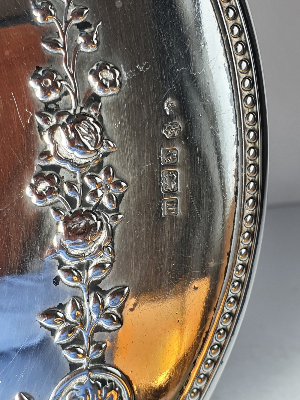 Exceptional Quality Large Silver Hand Mirror 1911 View V