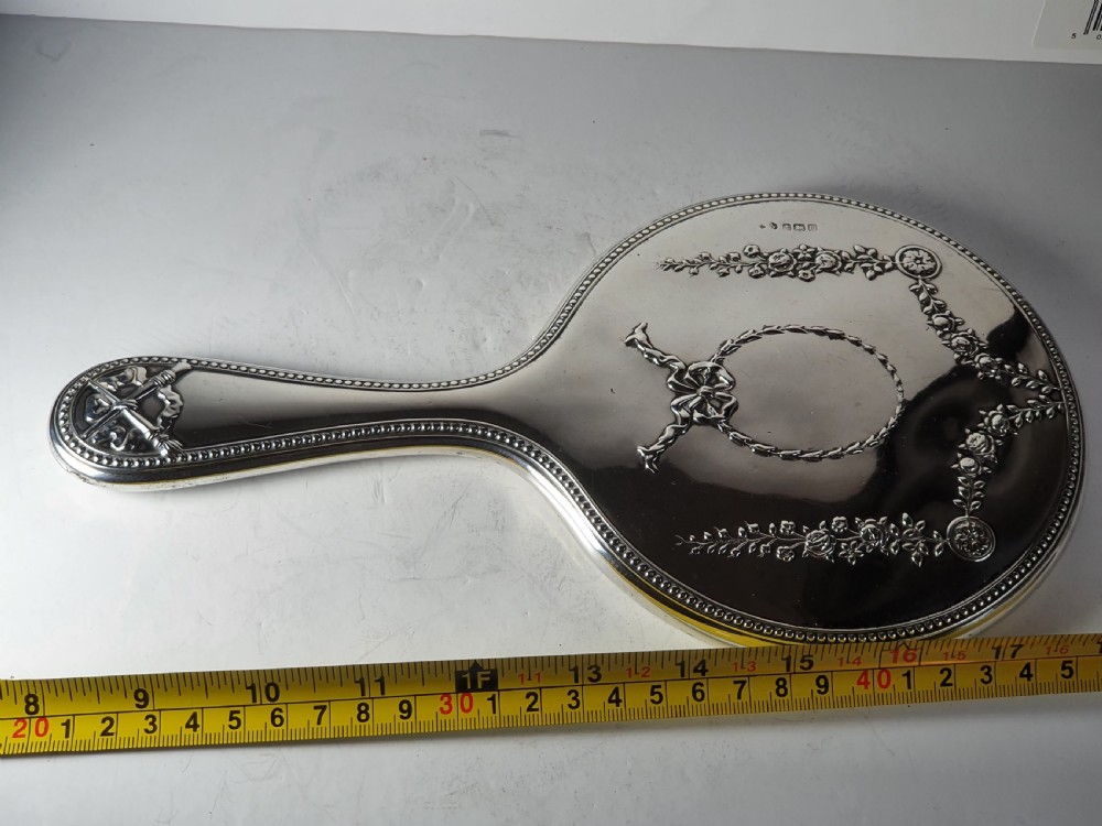 Exceptional Quality Large Silver Hand Mirror 1911 View VIII