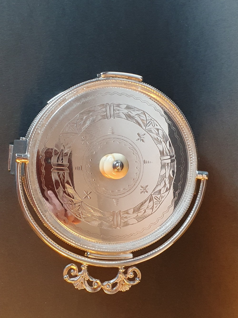 Stunning Art Deco Silver Plated & Cut Glass Large Preserve Dish c1920 View V
