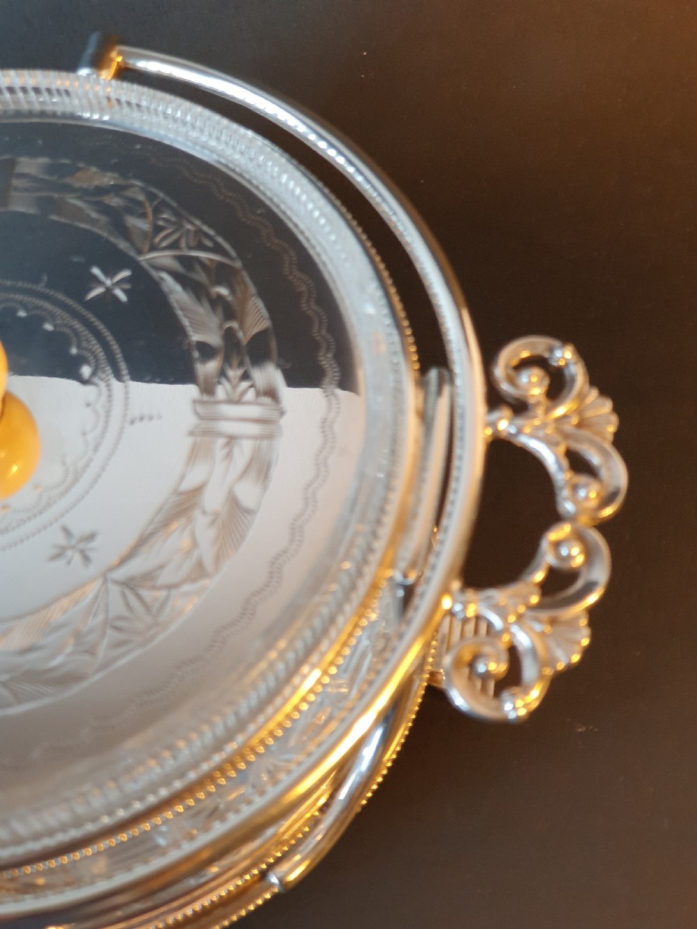 Stunning Art Deco Silver Plated & Cut Glass Large Preserve Dish c1920 View VI
