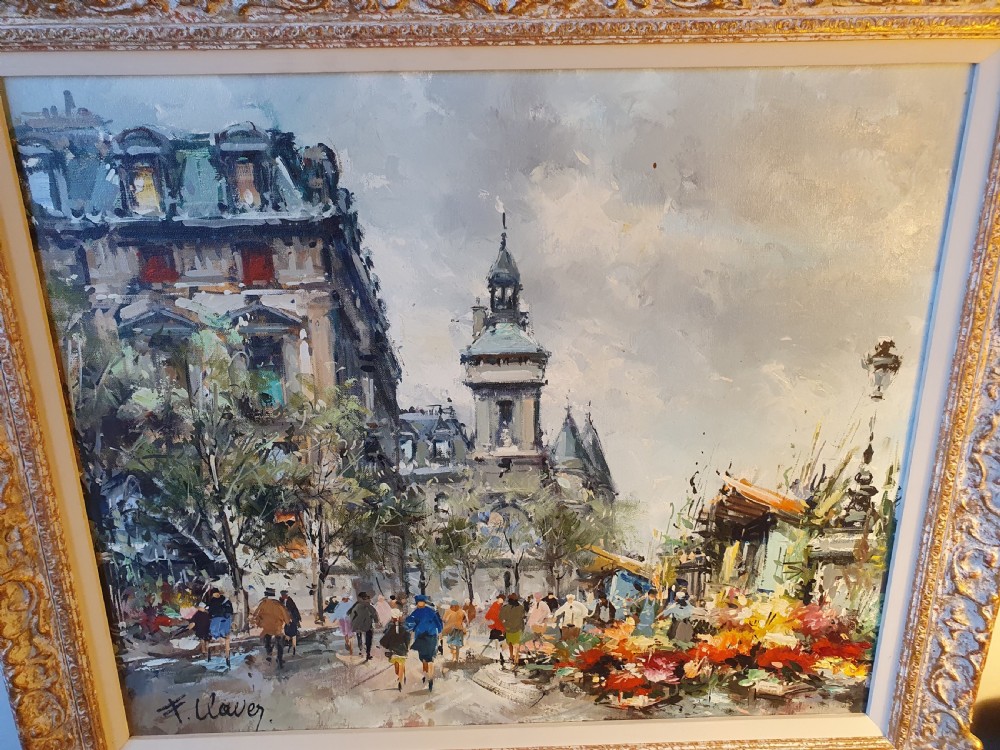 Beautiful Francois Claver Vibrant French Oil on Canvas c1950 View II
