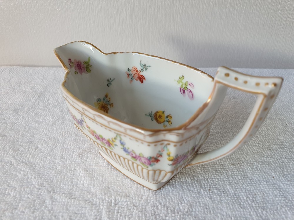 Late 19thc Dresden Florally Painted Milk Jug View II