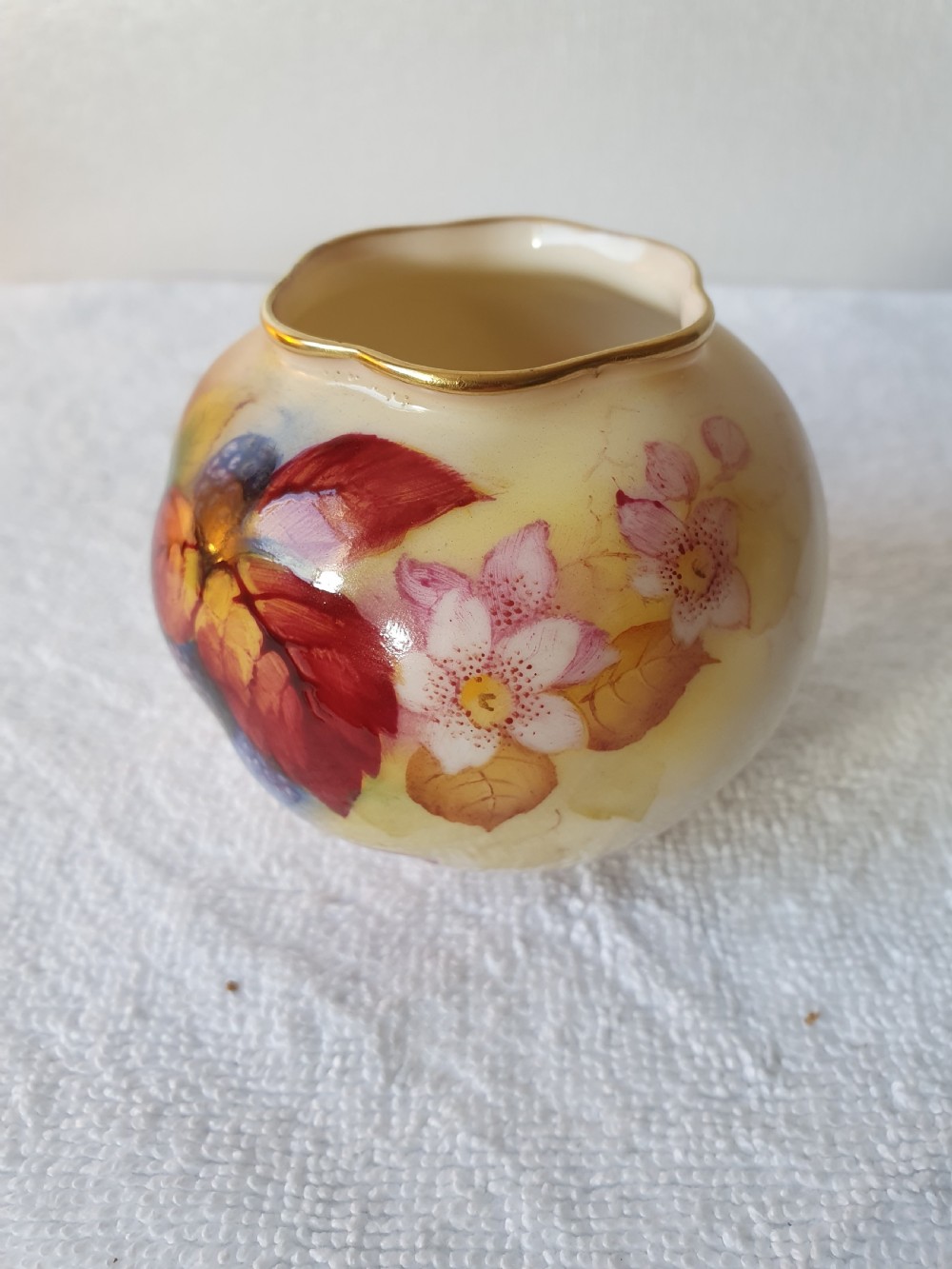 Royal Worcester Fruit Vase Signed By Kitty Blake C1930 View II