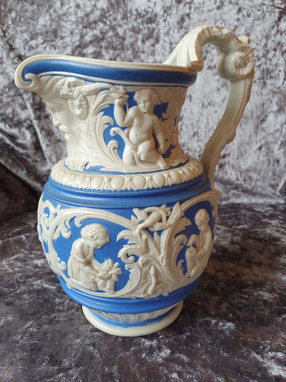 Charles Meigh Four Seasons Parian Jug c1850 View IV