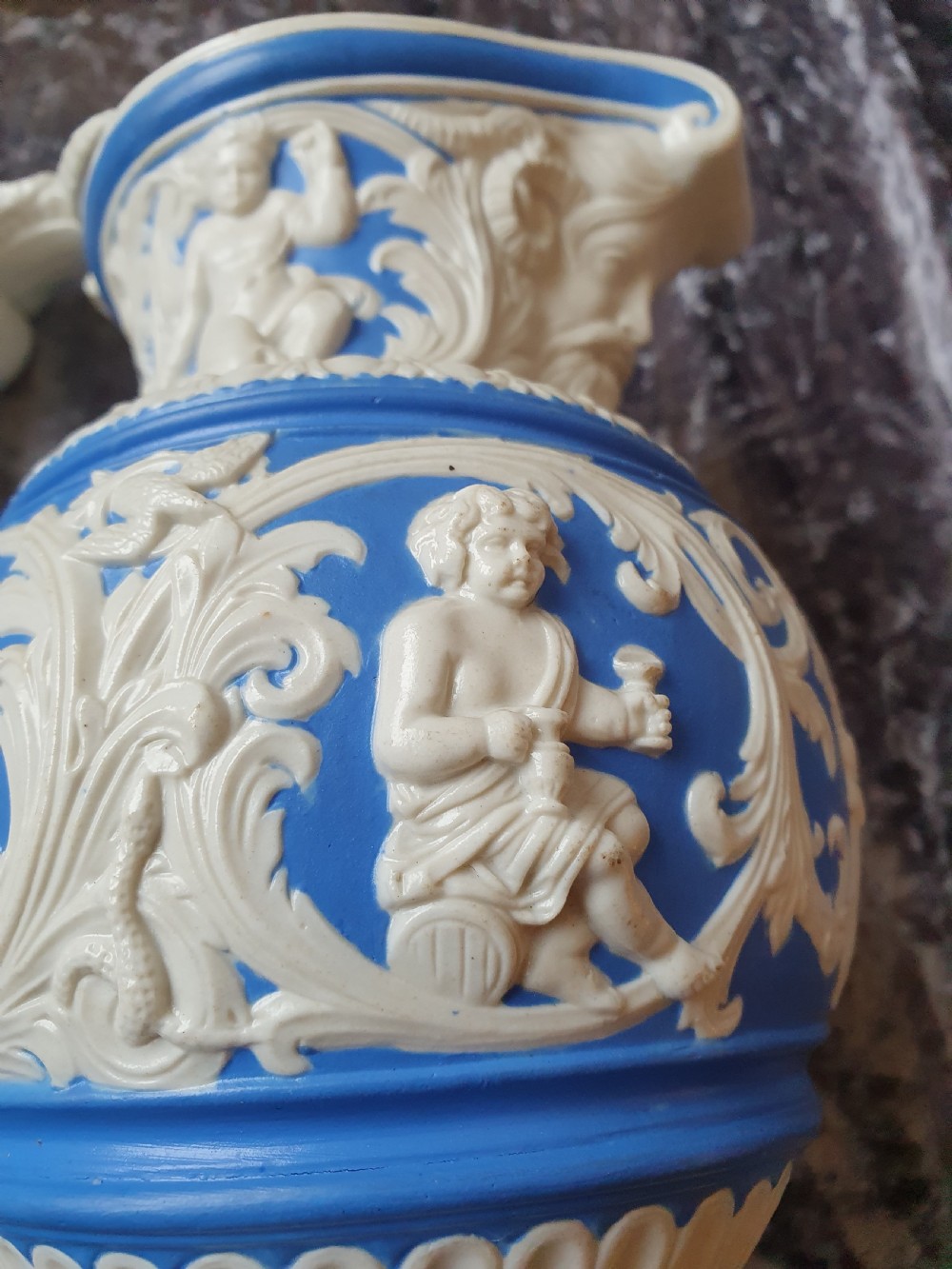 Charles Meigh Four Seasons Parian Jug c1850 View IX